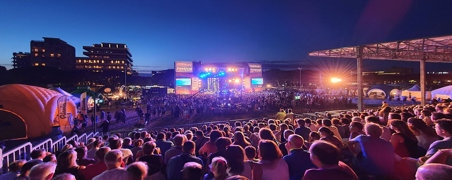 Concert on the beach at the beach arena of Lignano